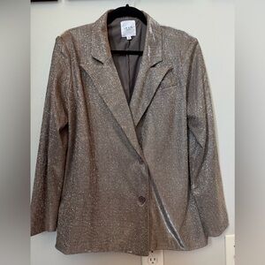 NWT Le Lis Metallic Silver Women's Blazer & Pants Suit Set